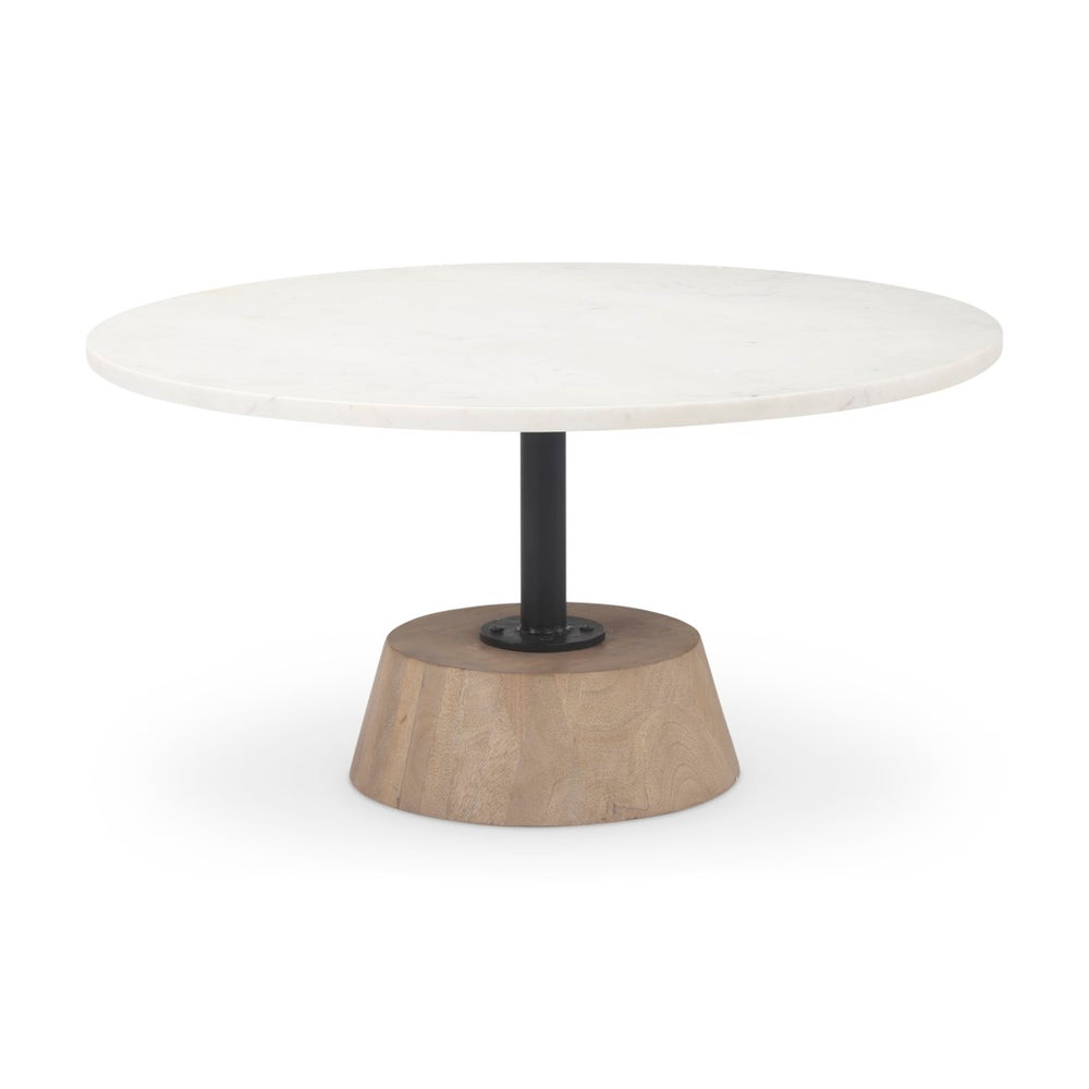 Mercana Maxwell Round Coffee Table with Elegant Marble Top and Sturdy Pedestal Base for Modern Living Spaces 69976-AB