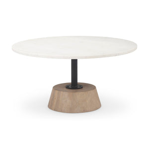 Mercana Maxwell Round Coffee Table with Elegant Marble Top and Sturdy Pedestal Base for Modern Living Spaces 69976-AB