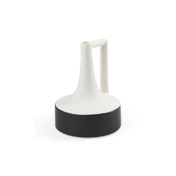 Mercana Burton Elegant Two-Tone Ceramic Jug Vase - Glossy and Matte Finish for Chic Home Decor Accents White and Black Ceramic | 8.3H 69648