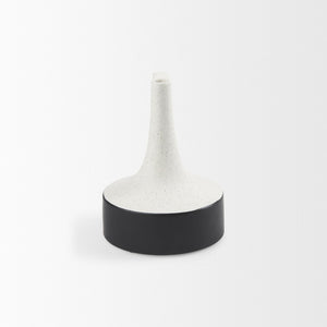 Mercana Burton Elegant Two-Tone Ceramic Jug Vase - Glossy and Matte Finish for Chic Home Decor Accents White and Black Ceramic | 8.3H 69648