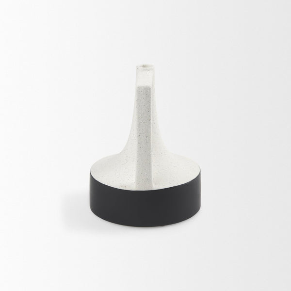 Mercana Burton Elegant Two-Tone Ceramic Jug Vase - Glossy and Matte Finish for Chic Home Decor Accents White and Black Ceramic | 8.3H 69648