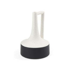 Mercana Burton Elegant Two-Tone Ceramic Jug Vase - Glossy and Matte Finish for Chic Home Decor Accents White and Black Ceramic | 10H 69649