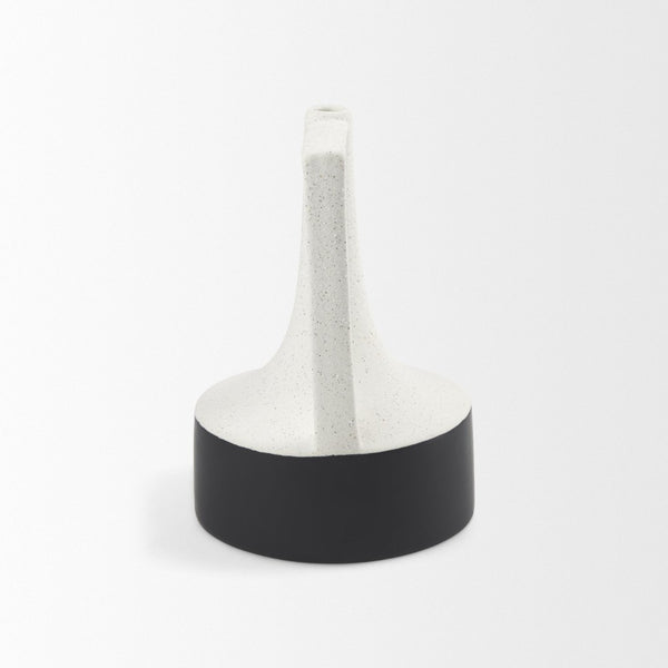 Mercana Burton Elegant Two-Tone Ceramic Jug Vase - Glossy and Matte Finish for Chic Home Decor Accents White and Black Ceramic | 10H 69649