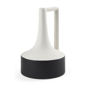 Mercana Burton Elegant Two-Tone Ceramic Jug Vase - Glossy and Matte Finish for Chic Home Decor Accents White and Black Ceramic | 11.6H 69650