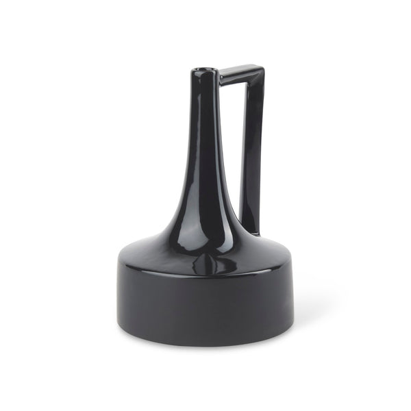 Mercana Burton Contemporary Ceramic Jug Vase with Dual Finish for Modern Farmhouse and Minimalist Decor Glossy & Matte Black Ceramic | 10H 69980