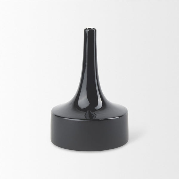 Mercana Burton Contemporary Ceramic Jug Vase with Dual Finish for Modern Farmhouse and Minimalist Decor Glossy & Matte Black Ceramic | 10H 69980