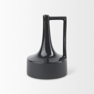 Mercana Burton Contemporary Ceramic Jug Vase with Dual Finish for Modern Farmhouse and Minimalist Decor Glossy & Matte Black Ceramic | 10H 69980