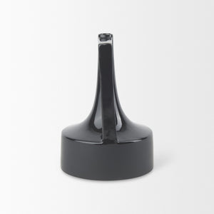Mercana Burton Contemporary Ceramic Jug Vase with Dual Finish for Modern Farmhouse and Minimalist Decor Glossy & Matte Black Ceramic | 10H 69980