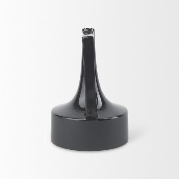 Mercana Burton Contemporary Ceramic Jug Vase with Dual Finish for Modern Farmhouse and Minimalist Decor Glossy & Matte Black Ceramic | 10H 69980