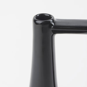 Mercana Burton Contemporary Ceramic Jug Vase with Dual Finish for Modern Farmhouse and Minimalist Decor Glossy & Matte Black Ceramic | 10H 69980