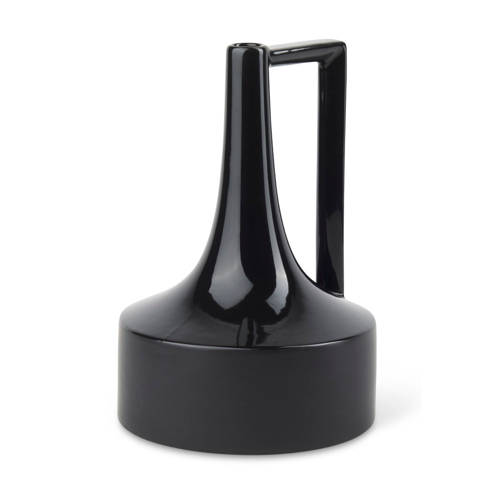 Mercana Burton Contemporary Ceramic Jug Vase with Dual Finish for Modern Farmhouse and Minimalist Decor Glossy & Matte Black Ceramic | 11.6H 69981