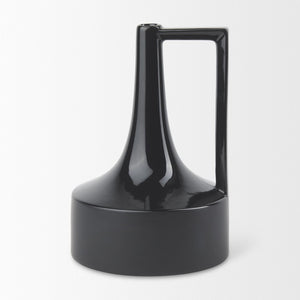 Mercana Burton Contemporary Ceramic Jug Vase with Dual Finish for Modern Farmhouse and Minimalist Decor Glossy & Matte Black Ceramic | 11.6H 69981