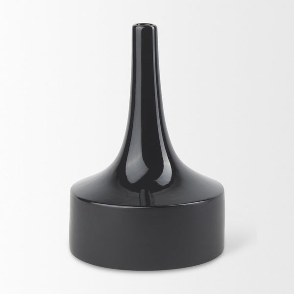 Mercana Burton Contemporary Ceramic Jug Vase with Dual Finish for Modern Farmhouse and Minimalist Decor Glossy & Matte Black Ceramic | 11.6H 69981