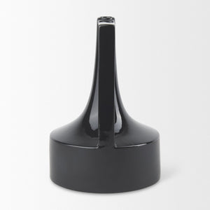 Mercana Burton Contemporary Ceramic Jug Vase with Dual Finish for Modern Farmhouse and Minimalist Decor Glossy & Matte Black Ceramic | 11.6H 69981
