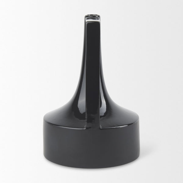 Mercana Burton Contemporary Ceramic Jug Vase with Dual Finish for Modern Farmhouse and Minimalist Decor Glossy & Matte Black Ceramic | 11.6H 69981