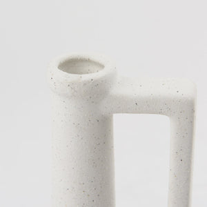 Mercana Burton Small Ceramic Jug Vase in Textured Matte White - Perfect for Boho, Coastal, and Farmhouse Decor Off-white Sandy Textured Ceramic | 8.3H 69982