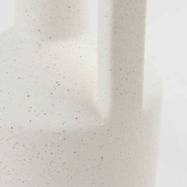 Mercana Burton Small Ceramic Jug Vase in Textured Matte White - Perfect for Boho, Coastal, and Farmhouse Decor Off-white Sandy Textured Ceramic | 8.3H 69982