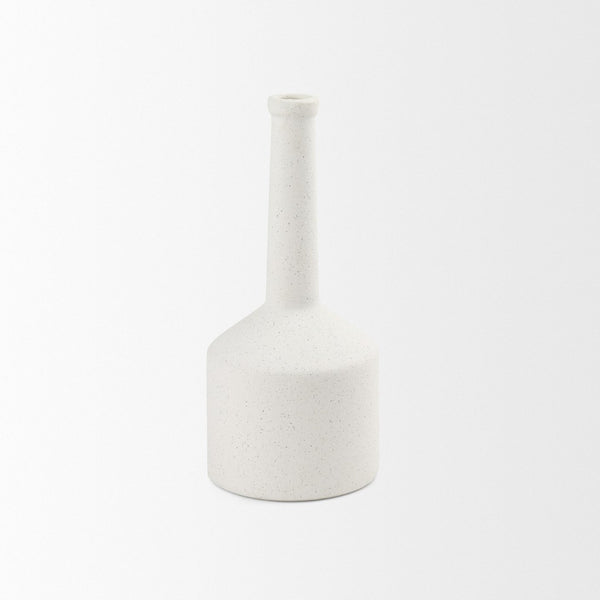 Mercana Burton Small Ceramic Jug Vase in Textured Matte White - Perfect for Boho, Coastal, and Farmhouse Decor Off-white Sandy Textured Ceramic | 10H 69983