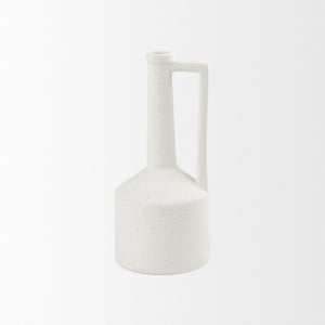 Mercana Burton Small Ceramic Jug Vase in Textured Matte White - Perfect for Boho, Coastal, and Farmhouse Decor Off-white Sandy Textured Ceramic | 10H 69983