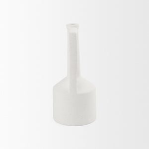 Mercana Burton Small Ceramic Jug Vase in Textured Matte White - Perfect for Boho, Coastal, and Farmhouse Decor Off-white Sandy Textured Ceramic | 10H 69983