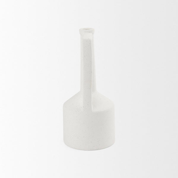 Mercana Burton Small Ceramic Jug Vase in Textured Matte White - Perfect for Boho, Coastal, and Farmhouse Decor Off-white Sandy Textured Ceramic | 10H 69983