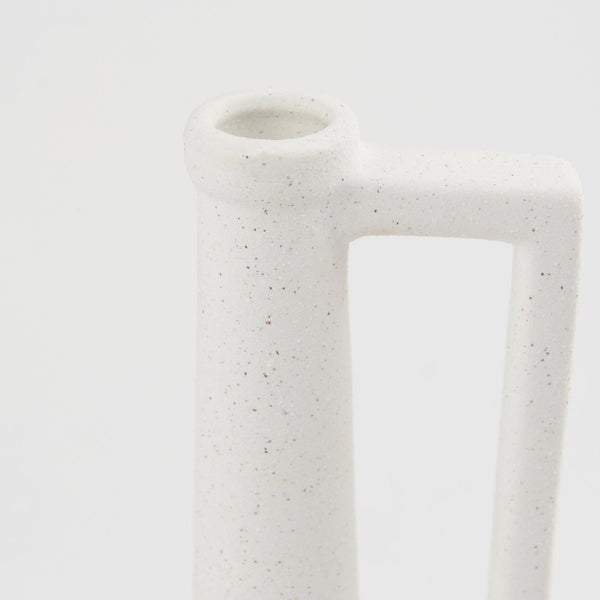 Mercana Burton Small Ceramic Jug Vase in Textured Matte White - Perfect for Boho, Coastal, and Farmhouse Decor Off-white Sandy Textured Ceramic | 10H 69983