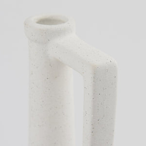 Mercana Burton Small Ceramic Jug Vase in Textured Matte White - Perfect for Boho, Coastal, and Farmhouse Decor Off-white Sandy Textured Ceramic | 11.6H 69984