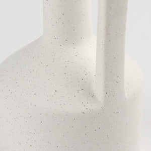 Mercana Burton Small Ceramic Jug Vase in Textured Matte White - Perfect for Boho, Coastal, and Farmhouse Decor Off-white Sandy Textured Ceramic | 11.6H 69984