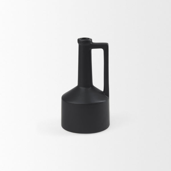 Mercana Burton Small Jug Vase - Sleek Ceramic Design for Modern & Rustic Decor, Perfect for Any Space Matte Black Ceramic | 8.3H 69985