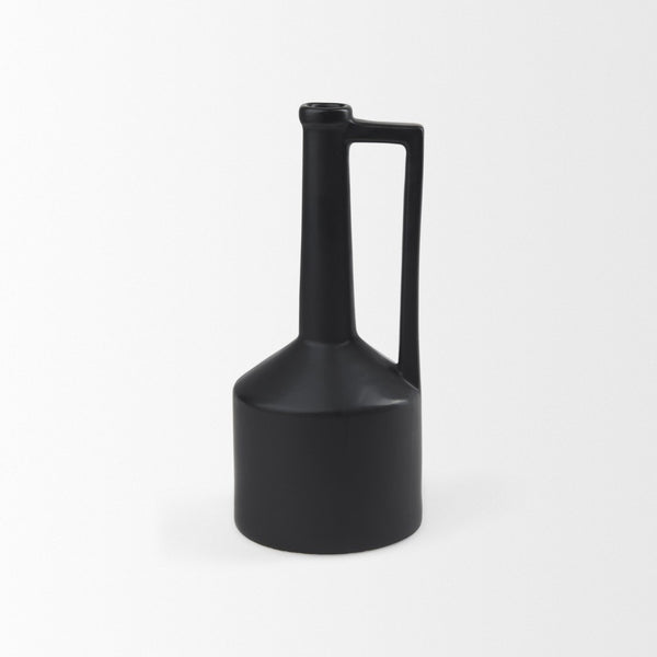 Mercana Burton Small Jug Vase - Sleek Ceramic Design for Modern & Rustic Decor, Perfect for Any Space Matte Black Ceramic | 10H 69986