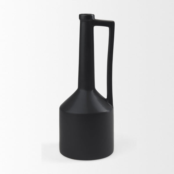Mercana Burton Small Jug Vase - Sleek Ceramic Design for Modern & Rustic Decor, Perfect for Any Space Matte Black Ceramic | 11.6H 69987