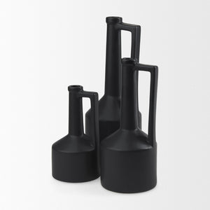 Mercana Burton Small Jug Vase - Sleek Ceramic Design for Modern & Rustic Decor, Perfect for Any Space Matte Black Ceramic | 11.6H 69987