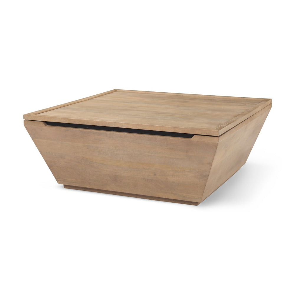 Mercana Wyatt Modern Angular Coffee Table - Solid Wood, Sculptural Design for Stylish Living Room Decor 69932