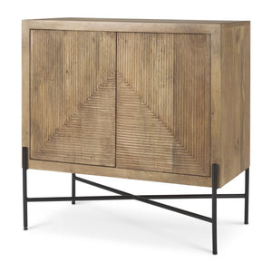 Mercana Cairo Stylish 2-Door Storage Cabinet with Mango Wood and Industrial Iron Design for Modern Spaces 69754