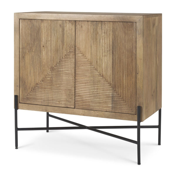 Mercana Cairo Stylish 2-Door Storage Cabinet with Mango Wood and Industrial Iron Design for Modern Spaces 69754