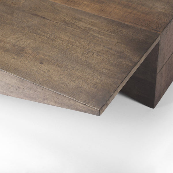 Mercana West Solid Mango Wood Angled Coffee Table - Rustic Charm Meets Modern Design for Your Living Space 69781