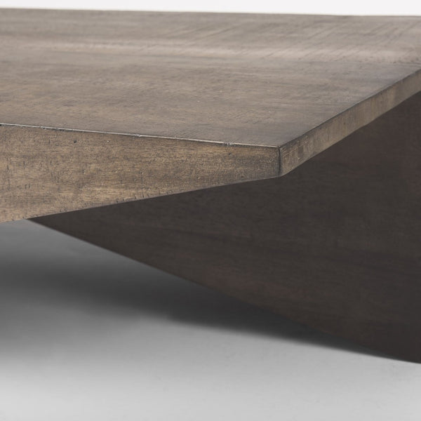 Mercana West Solid Mango Wood Angled Coffee Table - Rustic Charm Meets Modern Design for Your Living Space 69781