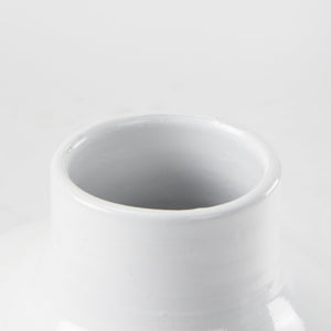 Mercana Amos Contemporary Color Blocked Ceramic Floor Vase – Sculptural Accent for Modern Spaces White and Beige Ceramic | 24.4H 69795