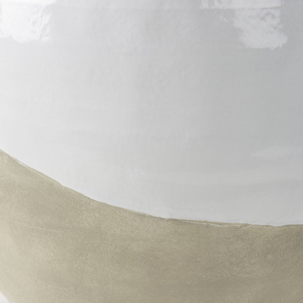 Mercana Amos Contemporary Color Blocked Ceramic Floor Vase – Sculptural Accent for Modern Spaces White and Beige Ceramic | 24.4H 69795