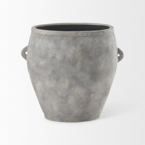 Mercana Zuma Elegant Ceramic Floor Vase with Brushed Charcoal Finish – Modern Minimalist Home Accent Piece Light Gray Ceramic | 24.4H 69797