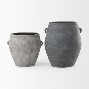 Mercana Zuma Elegant Ceramic Floor Vase with Brushed Charcoal Finish – Modern Minimalist Home Accent Piece Light Gray Ceramic | 24.4H 69797