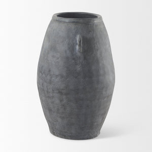 Mercana Zuma Elegant Ceramic Floor Vase with Brushed Charcoal Finish – Modern Minimalist Home Accent Piece Dark Gray Ceramic | 31.9H 69798