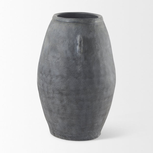Mercana Zuma Elegant Ceramic Floor Vase with Brushed Charcoal Finish – Modern Minimalist Home Accent Piece Dark Gray Ceramic | 31.9H 69798