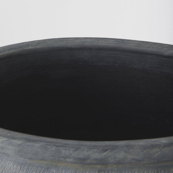 Mercana Zuma Elegant Ceramic Floor Vase with Brushed Charcoal Finish – Modern Minimalist Home Accent Piece Dark Gray Ceramic | 31.9H 69798