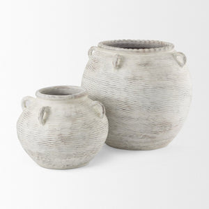 Mercana Misha Sculptural Floor Vase with Textured Base, Timeless Design for Modern or Coastal Interiors Cream Ceramic | 16.1H 69799