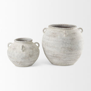 Mercana Misha Sculptural Floor Vase with Textured Base, Timeless Design for Modern or Coastal Interiors Cream Ceramic | 16.1H 69799