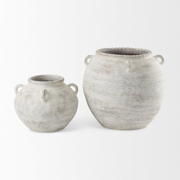 Mercana Misha Sculptural Floor Vase with Textured Base, Timeless Design for Modern or Coastal Interiors Cream Ceramic | 22.4H 69800