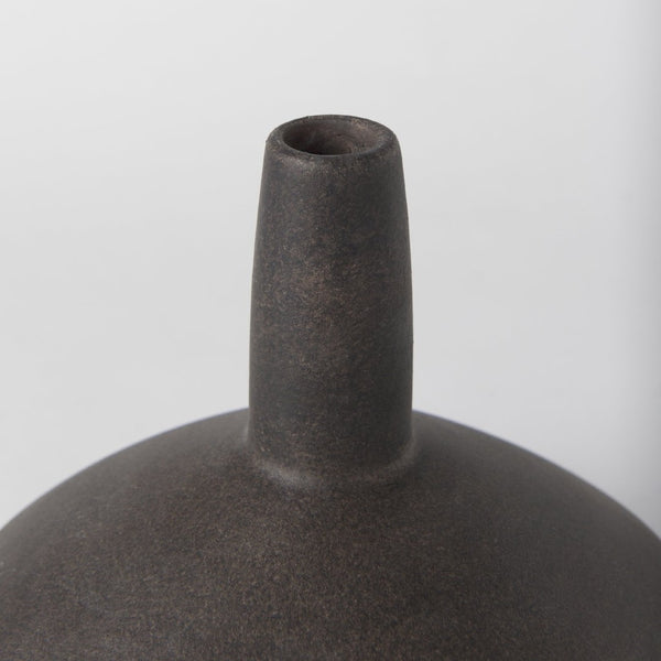 Mercana Rylee Sculptural Ceramic Vase - Modern Matte Finish for Stylish Home Décor and Versatile Arrangements Dark Brown Ceramic | 6.9H 69801
