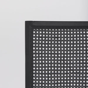 Mercana Wynn Contemporary Dining Chair with Cushioned Seat and Stylish Solid Wood Frame for Any Space Beige Fabric | Cane Back | Black Wood 69828