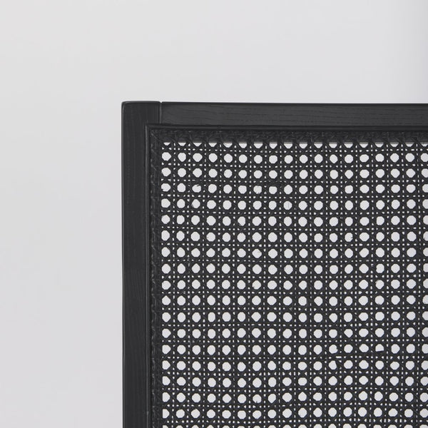 Mercana Wynn Contemporary Dining Chair with Cushioned Seat and Stylish Solid Wood Frame for Any Space Beige Fabric | Cane Back | Black Wood 69828